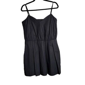 Derek Lam 10 Crosby Women's M L V-Neck Sleeveless Short MIni Dress Pockets Black